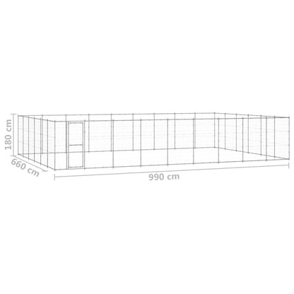 Hondenkennel 65,34 m² gegalvaniseerd staal 990 x 660 x 180 cm Zilver