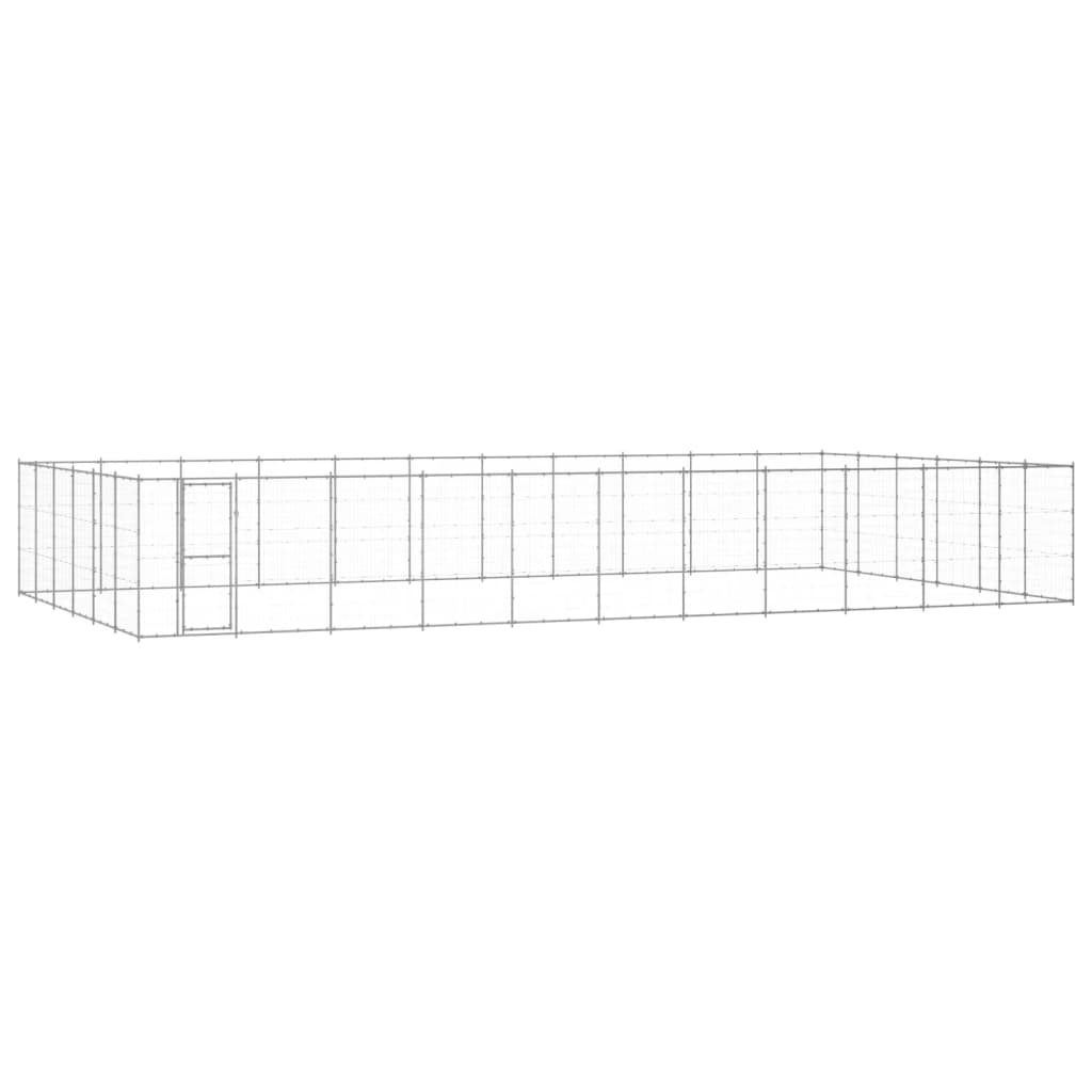 Hondenkennel 79,86 m² gegalvaniseerd staal 1210 x 660 x 180 cm Zilver
