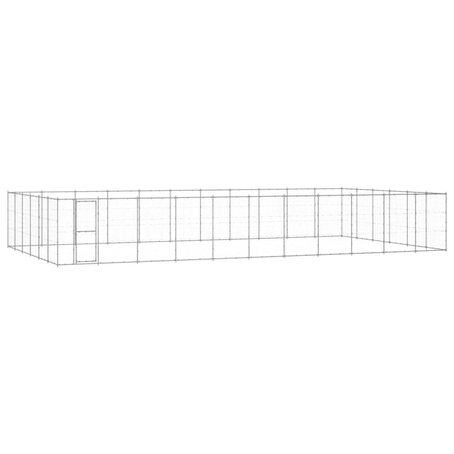 Hondenkennel 79,86 m² gegalvaniseerd staal 1210 x 660 x 180 cm Zilver