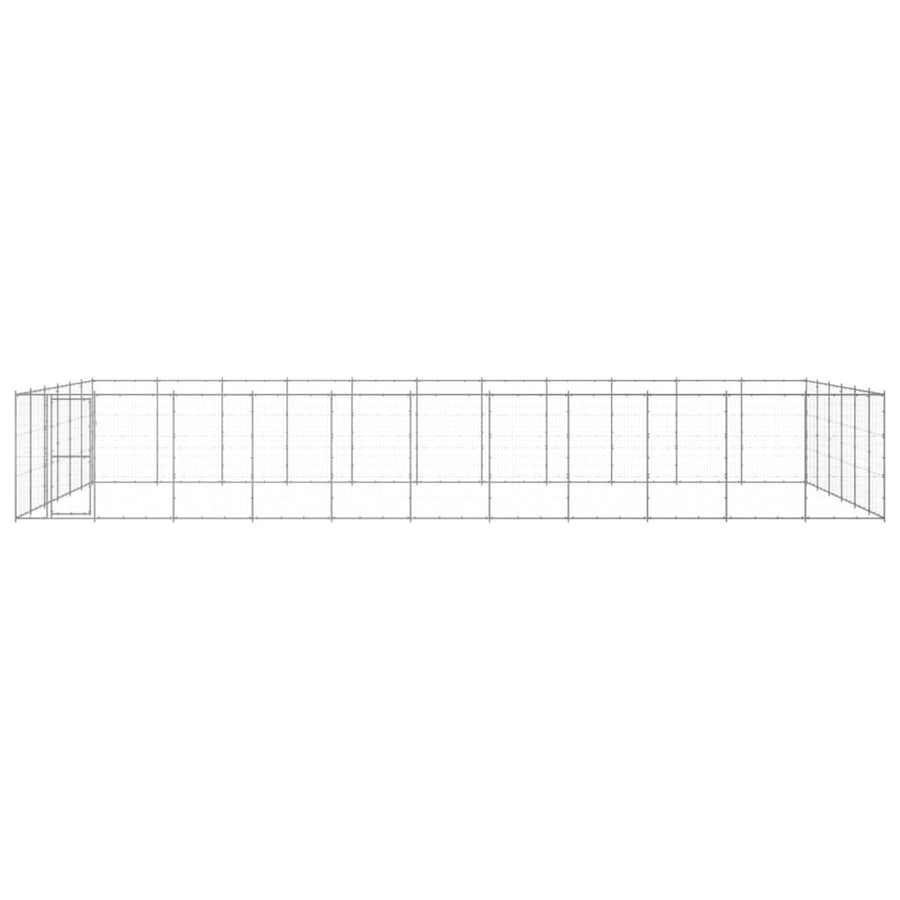 Hondenkennel 79,86 m² gegalvaniseerd staal 1210 x 660 x 180 cm Zilver