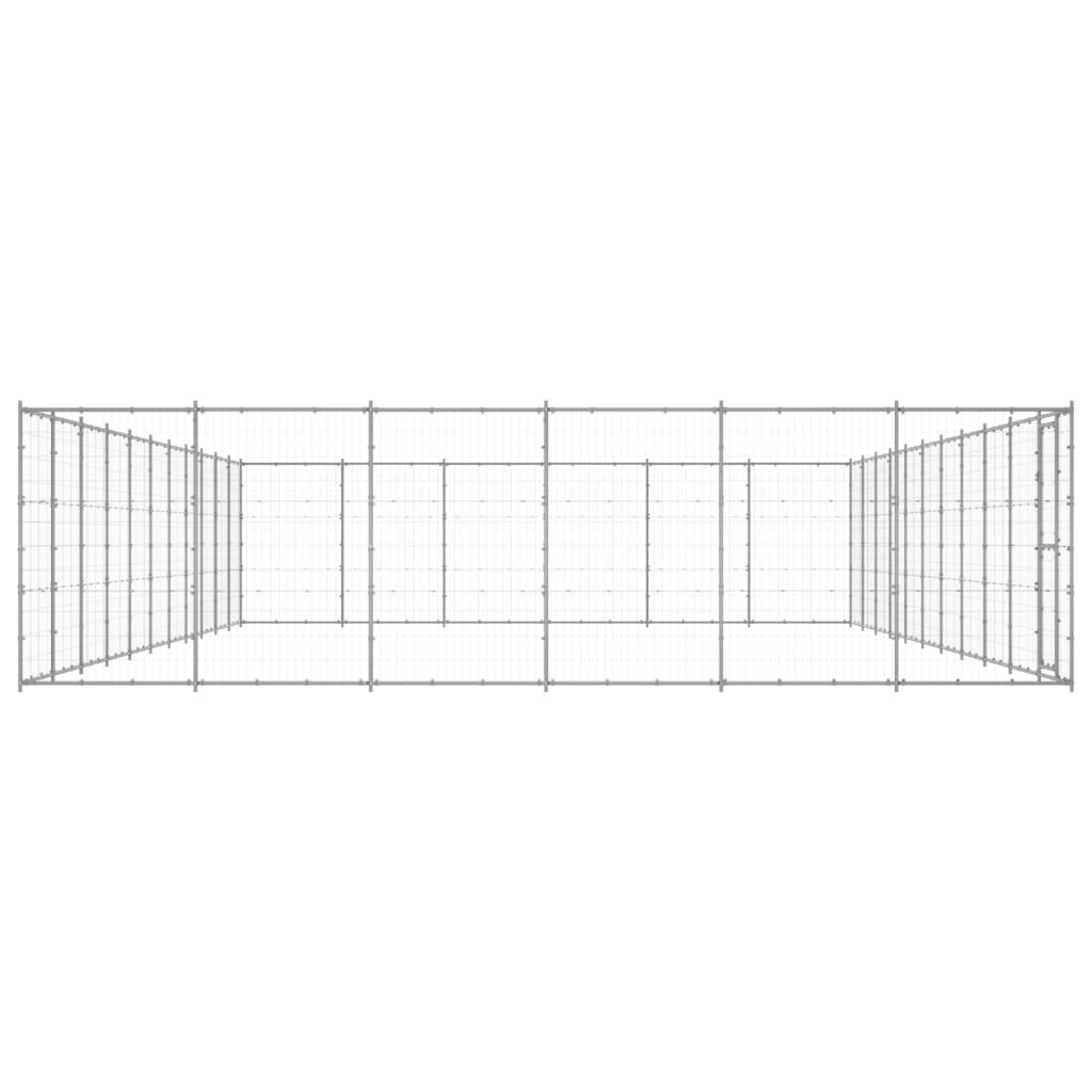Hondenkennel 79,86 m² gegalvaniseerd staal 1210 x 660 x 180 cm Zilver