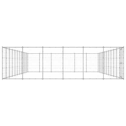 Hondenkennel 79,86 m² gegalvaniseerd staal 1210 x 660 x 180 cm Zilver