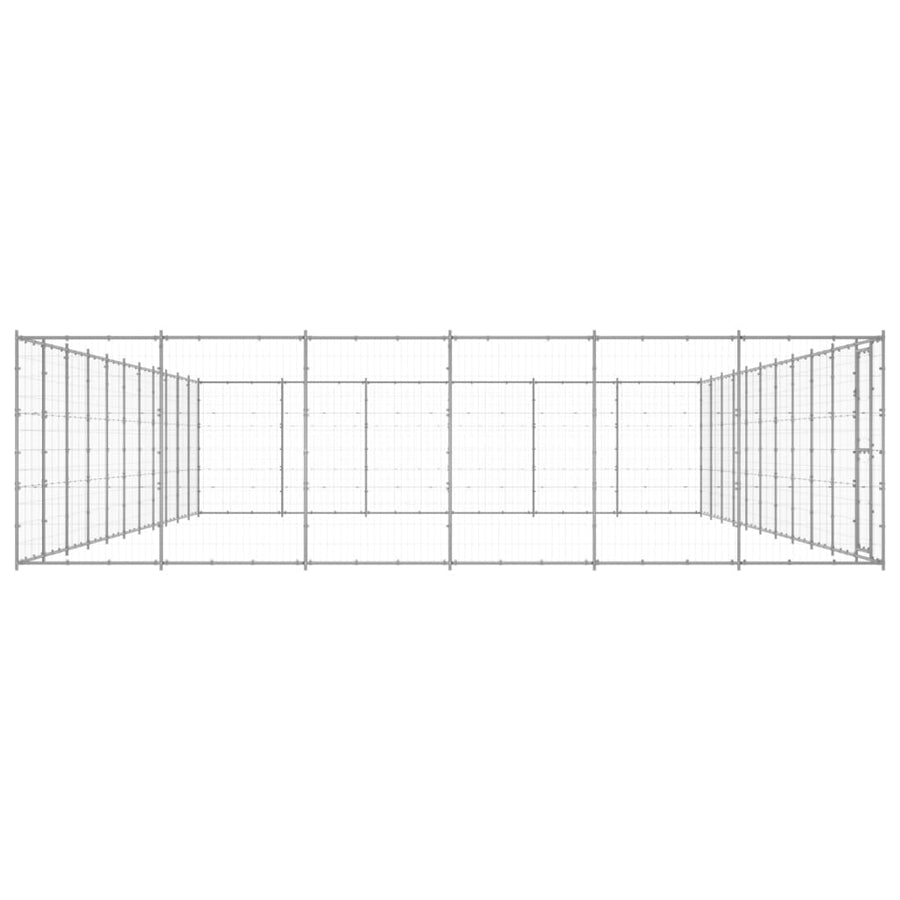 Hondenkennel 79,86 m² gegalvaniseerd staal 1210 x 660 x 180 cm Zilver
