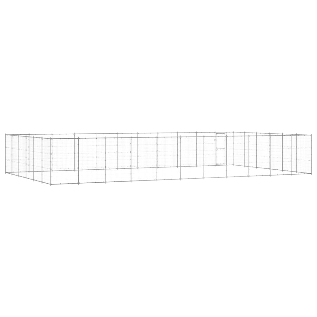 Hondenkennel 79,86 m² gegalvaniseerd staal 1210 x 660 x 180 cm Zilver