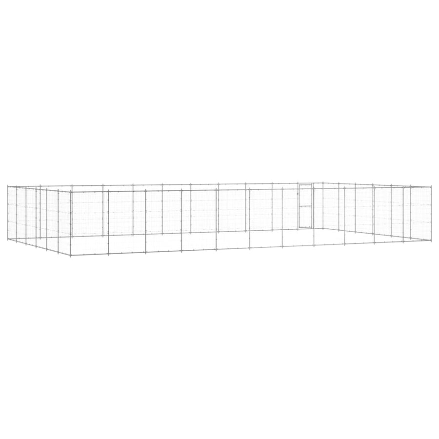 Hondenkennel 79,86 m² gegalvaniseerd staal 1210 x 660 x 180 cm Zilver