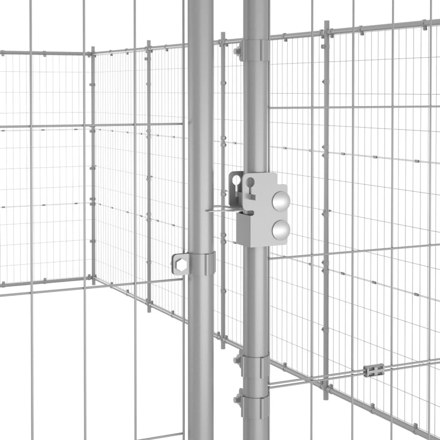 Hondenkennel 79,86 m² gegalvaniseerd staal 1210 x 660 x 180 cm Zilver