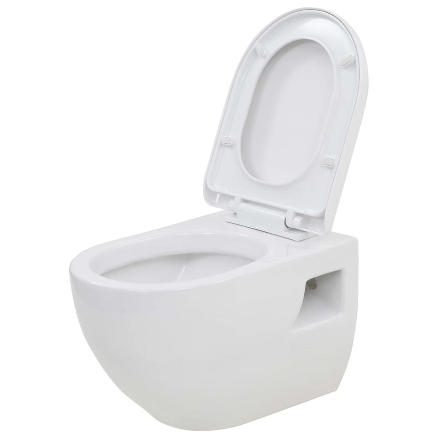 Hangend Toilet Met Hoge Verbogen Stortbak Keramiek