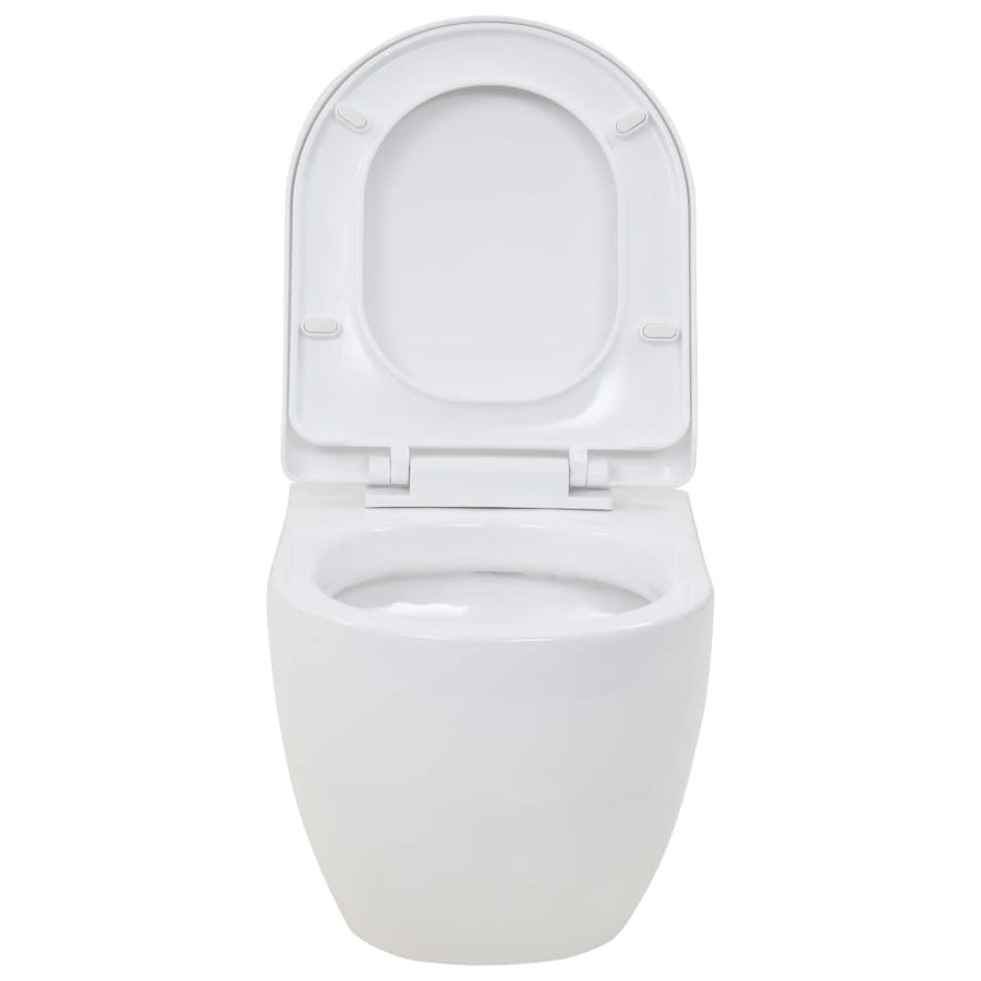 Hangend Toilet Met Hoge Verbogen Stortbak Keramiek