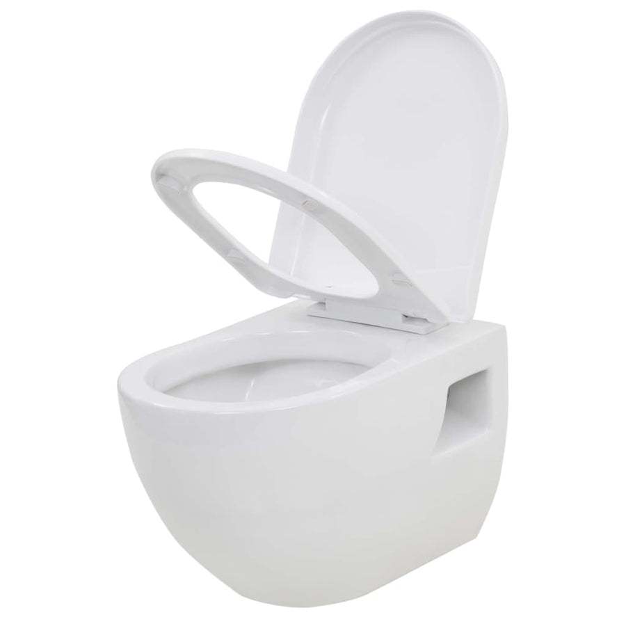 Hangend Toilet Met Hoge Verbogen Stortbak Keramiek