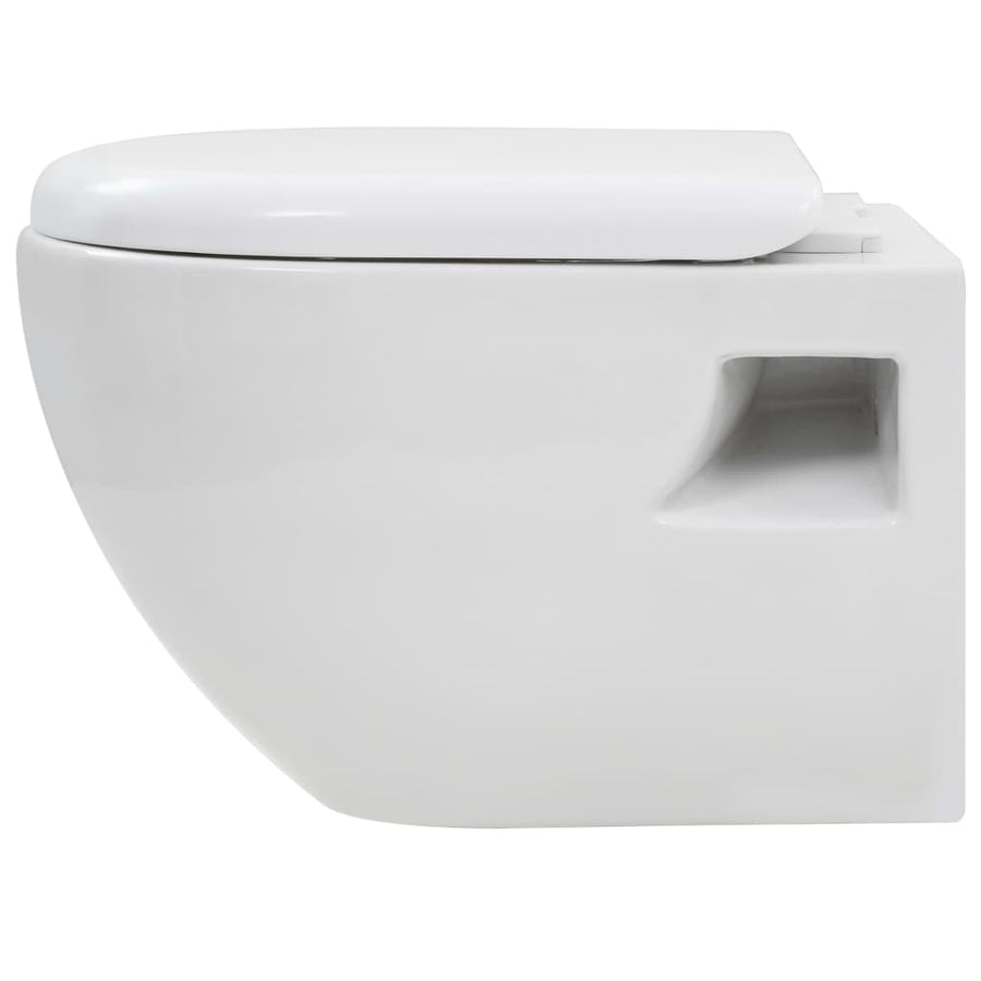 Hangend Toilet Met Hoge Verbogen Stortbak Keramiek