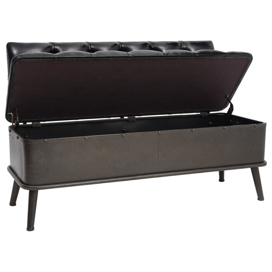 Opslagbank Met Rugleuning 110 Cm Kunstleer 110 x 52 x 75 cm Zwart