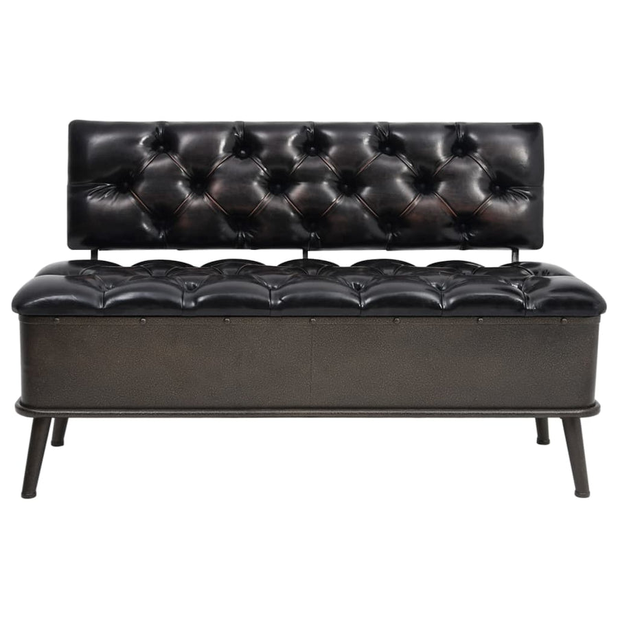 Opslagbank Met Rugleuning 110 Cm Kunstleer 110 x 52 x 75 cm Zwart