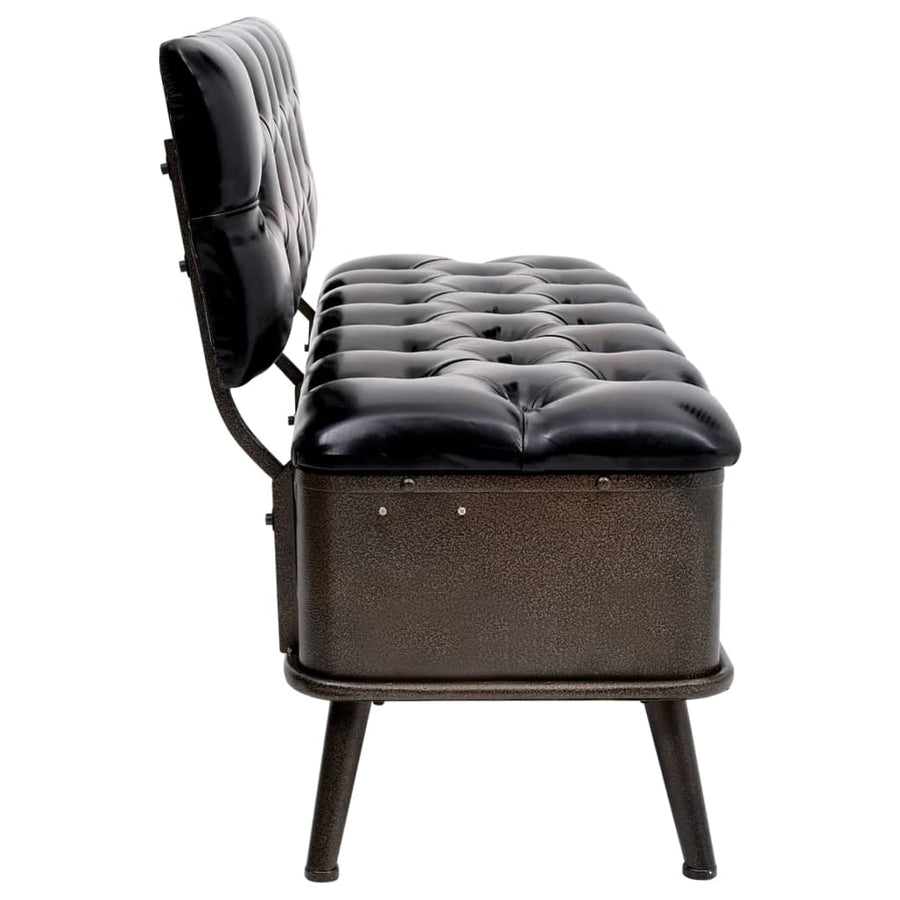 Opslagbank Met Rugleuning 110 Cm Kunstleer 110 x 52 x 75 cm Zwart