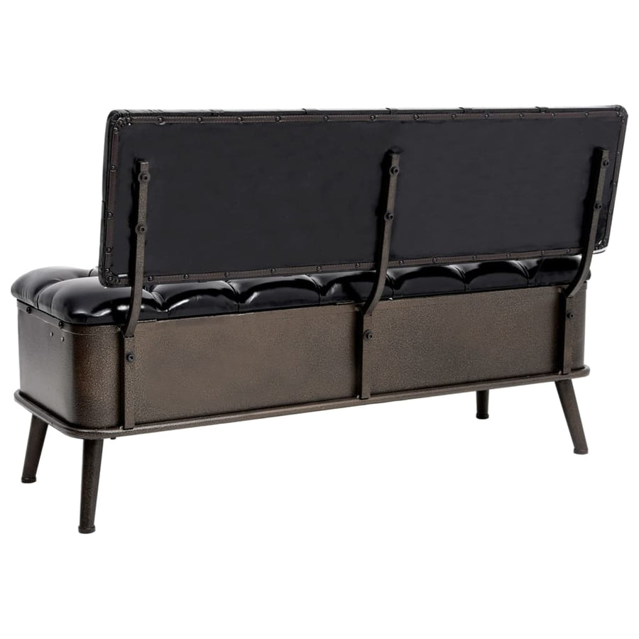 Opslagbank Met Rugleuning 110 Cm Kunstleer 110 x 52 x 75 cm Zwart