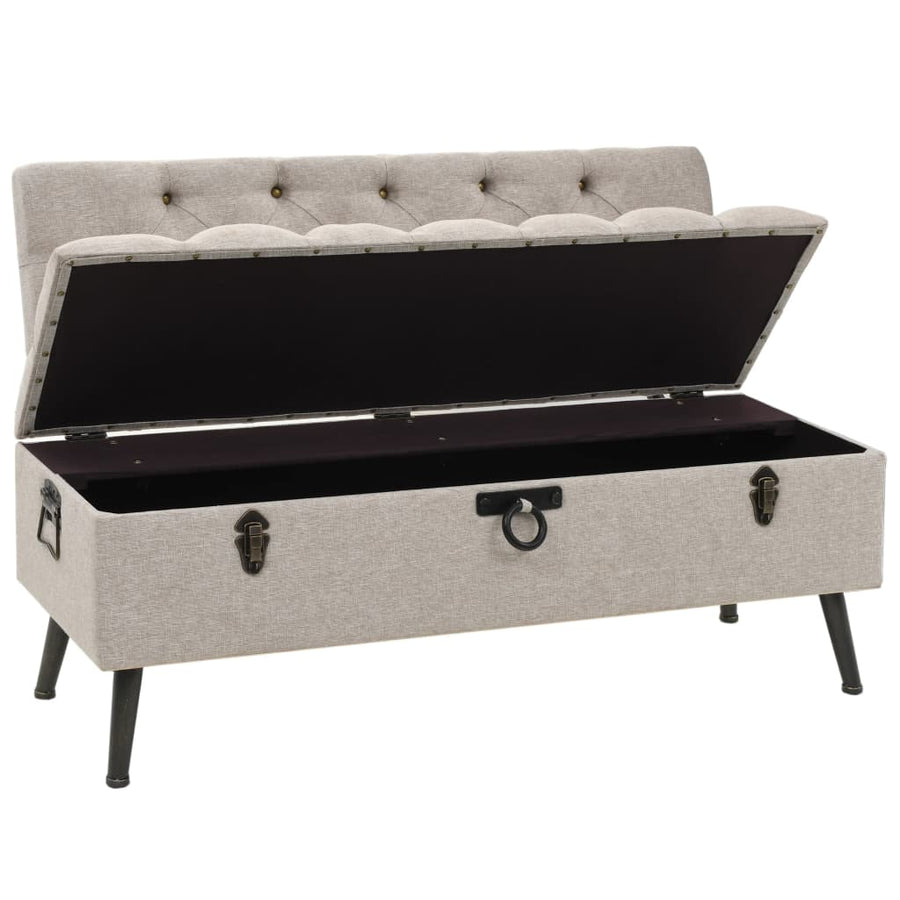 Opbergbank met rugleuning 110 cm stof crèmekleurig 110 x 52 x 75 cm crème