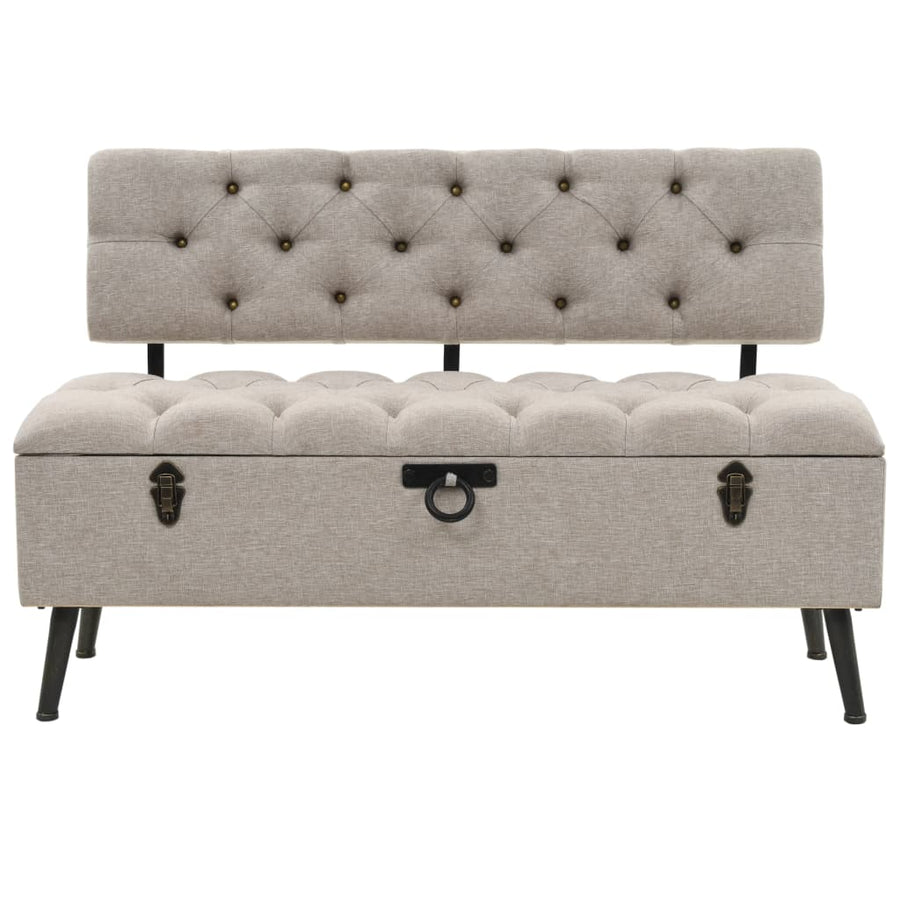 Opbergbank met rugleuning 110 cm stof crèmekleurig 110 x 52 x 75 cm crème
