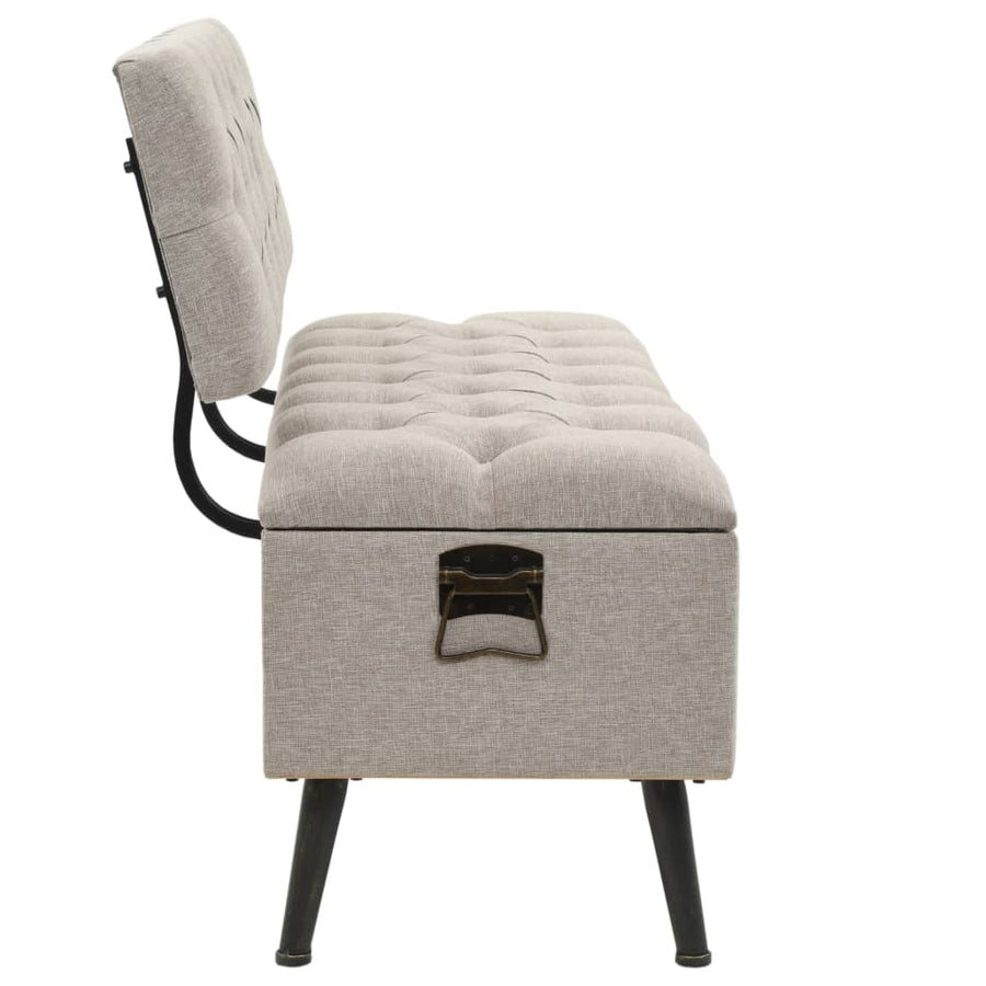 Opbergbank met rugleuning 110 cm stof crèmekleurig 110 x 52 x 75 cm crème