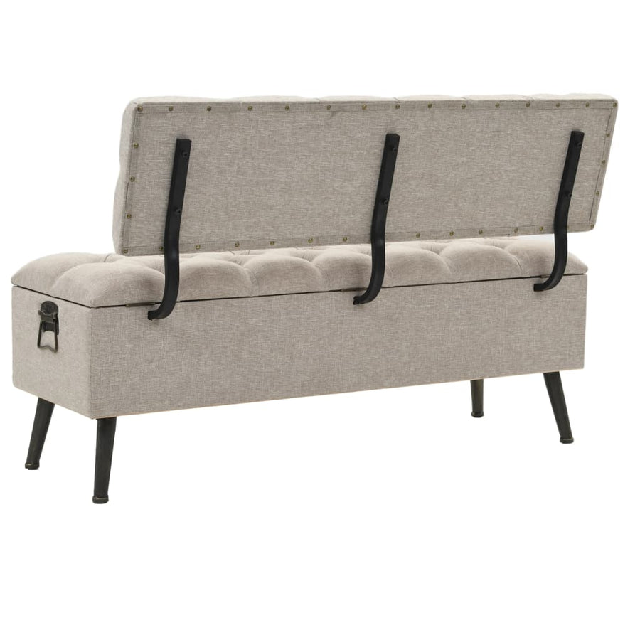 Opbergbank met rugleuning 110 cm stof crèmekleurig 110 x 52 x 75 cm crème