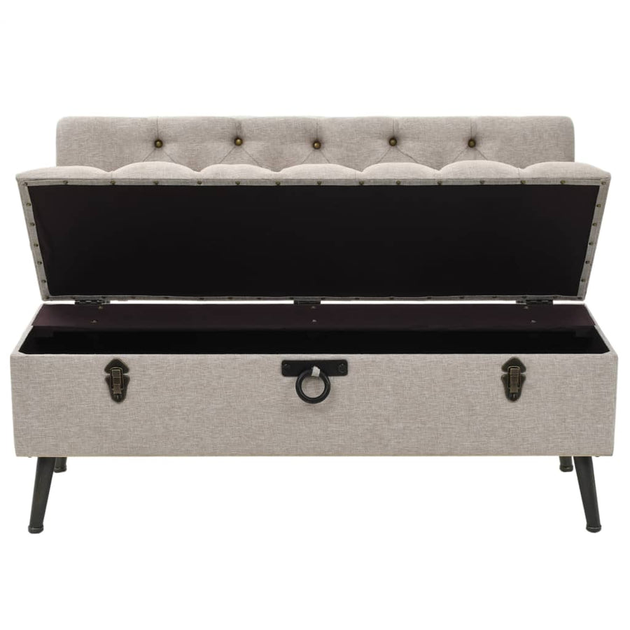 Opbergbank met rugleuning 110 cm stof crèmekleurig 110 x 52 x 75 cm crème