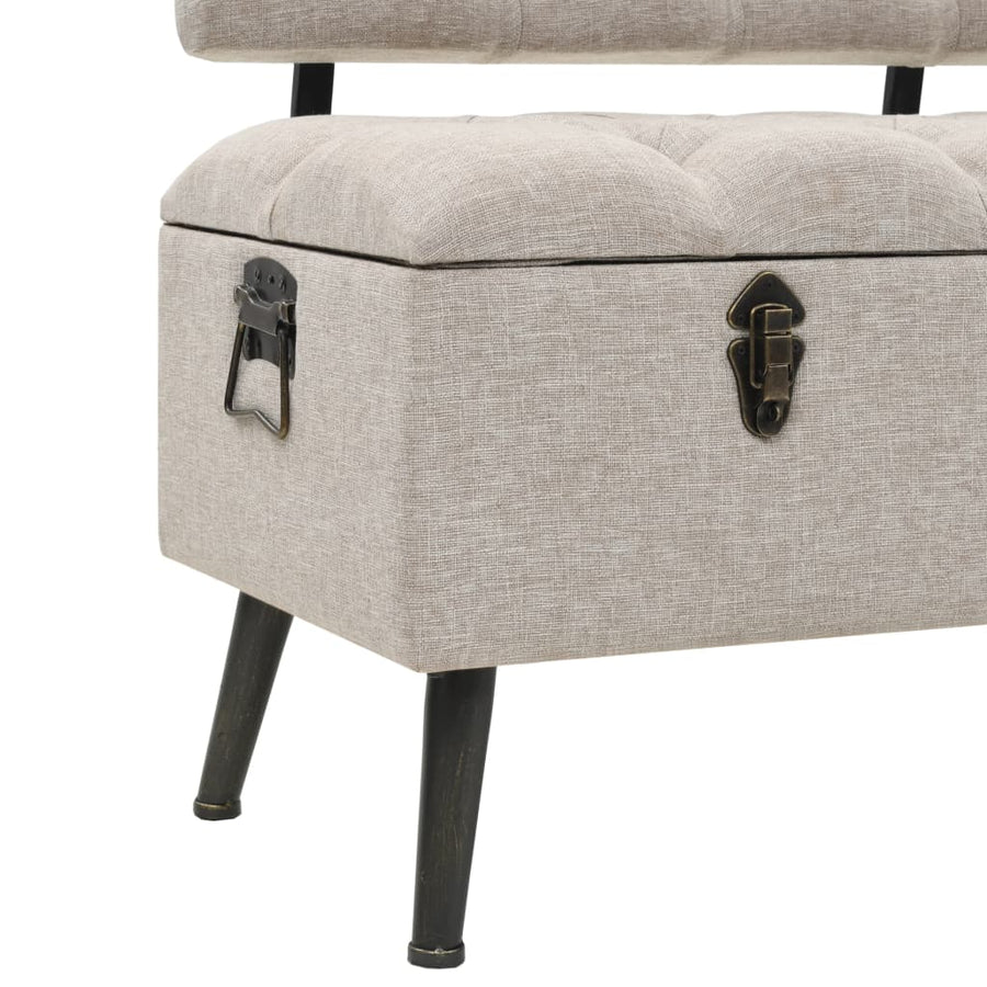Opbergbank met rugleuning 110 cm stof crèmekleurig 110 x 52 x 75 cm crème