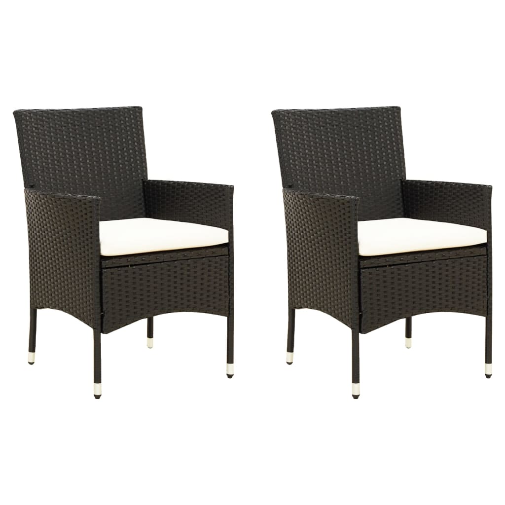 Tuinstoelen Met Kussens Poly Rattan Zwart 2 Wit