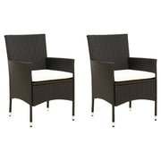 Garden chairs 2 pcs with cushions poly rattan black