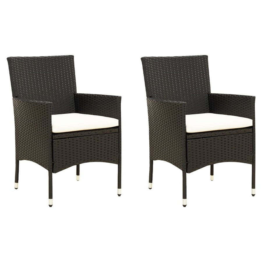 Tuinstoelen Met Kussens Poly Rattan Zwart 2 Wit