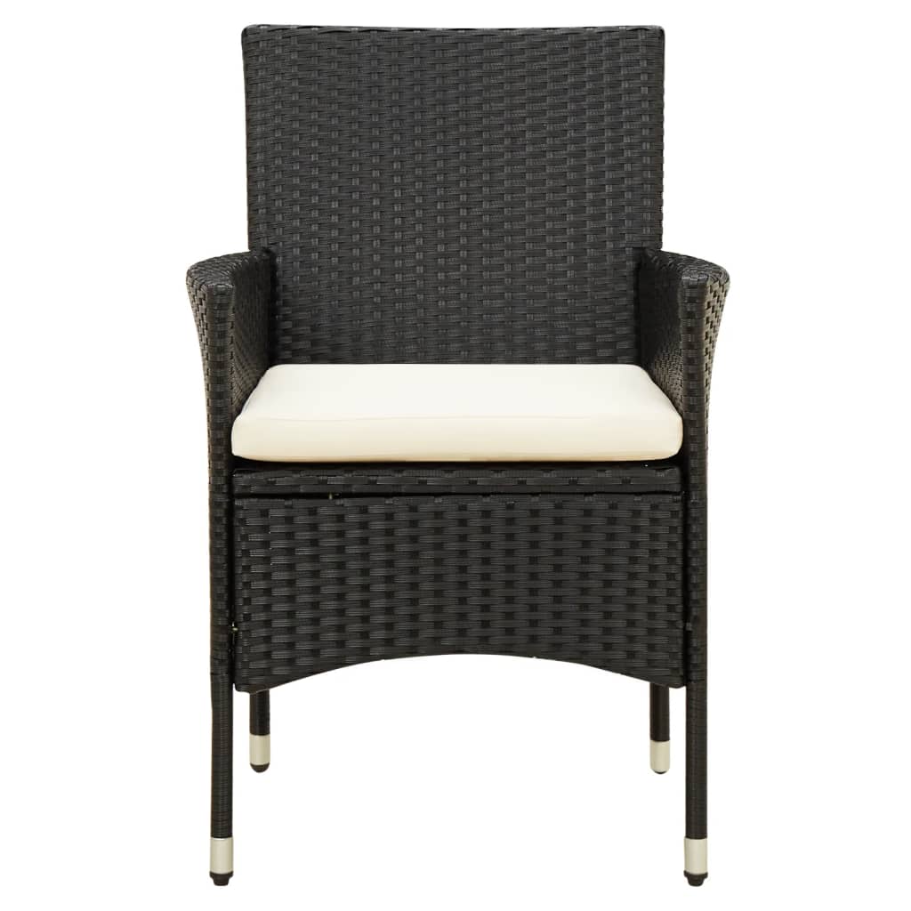 Tuinstoelen Met Kussens Poly Rattan Zwart 2 Wit