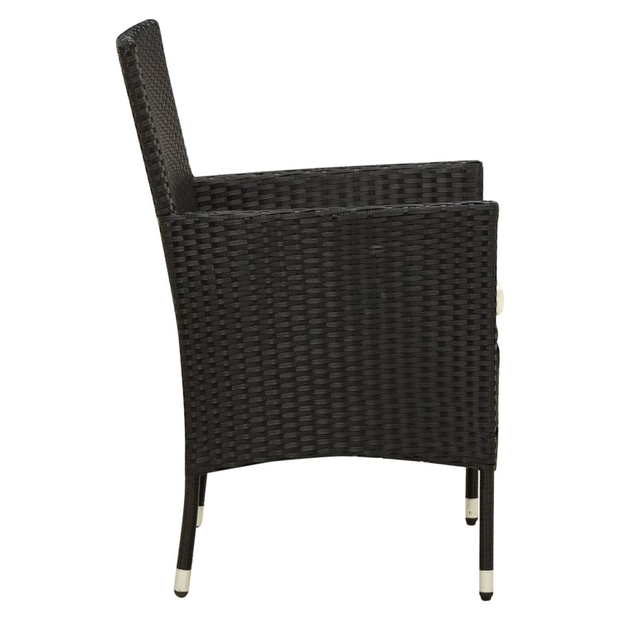 Tuinstoelen Met Kussens Poly Rattan Zwart 2 Wit
