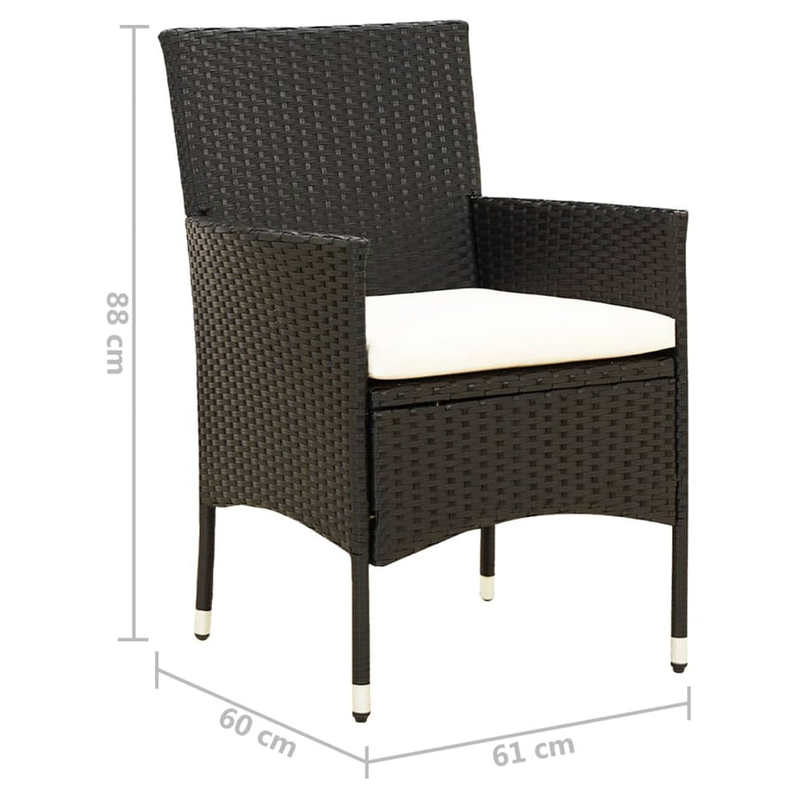 Tuinstoelen Met Kussens Poly Rattan Zwart 2 Wit