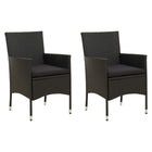 Tuinstoelen 2 stuks poly rattan zwart met kussens