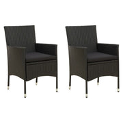 Garden chairs 2 pcs with cushions poly rattan black