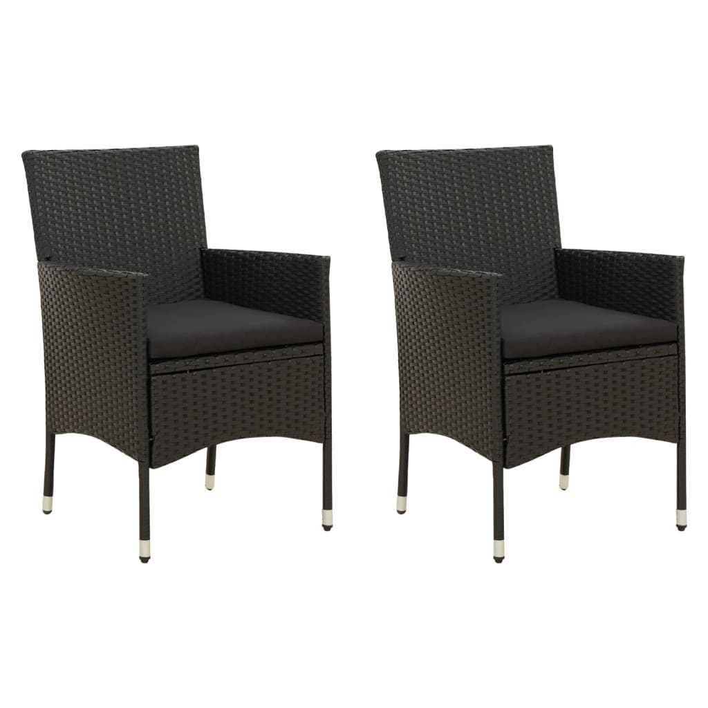 Tuinstoelen Met Kussens Poly Rattan 2 Zwart