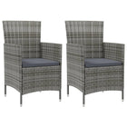 Tuinstoelen 2 stuks poly rattan grijs met kussens