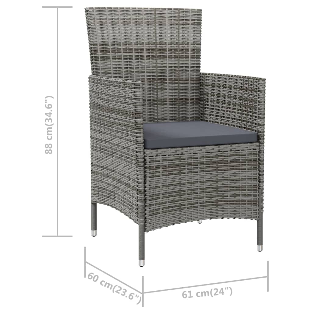 Tuinstoelen Met Kussens Poly Rattan 2 Grijs
