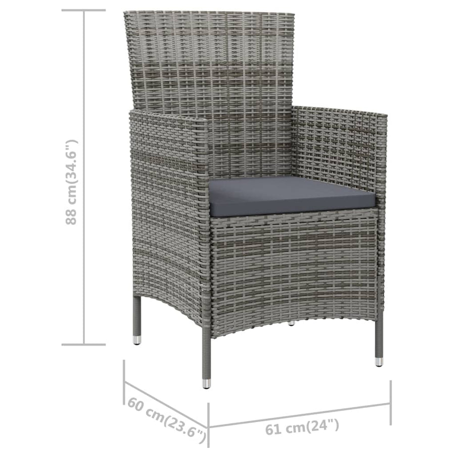 Tuinstoelen Met Kussens Poly Rattan 2 Grijs