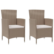 Garden chairs 2 pcs with cushions poly rattan beige