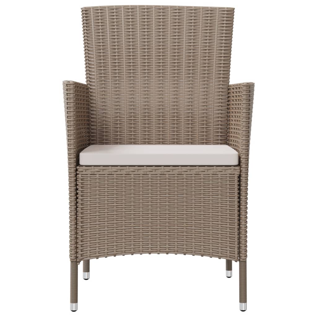 Tuinstoelen 2 st met kussens poly rattan beige