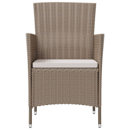 Tuinstoelen 2 st met kussens poly rattan beige