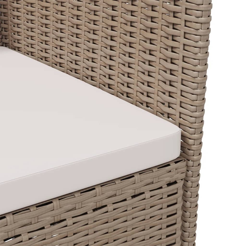Tuinstoelen 2 st met kussens poly rattan beige