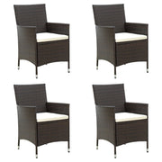 Tuinstoelen 4 stuks poly rattan bruin met kussens