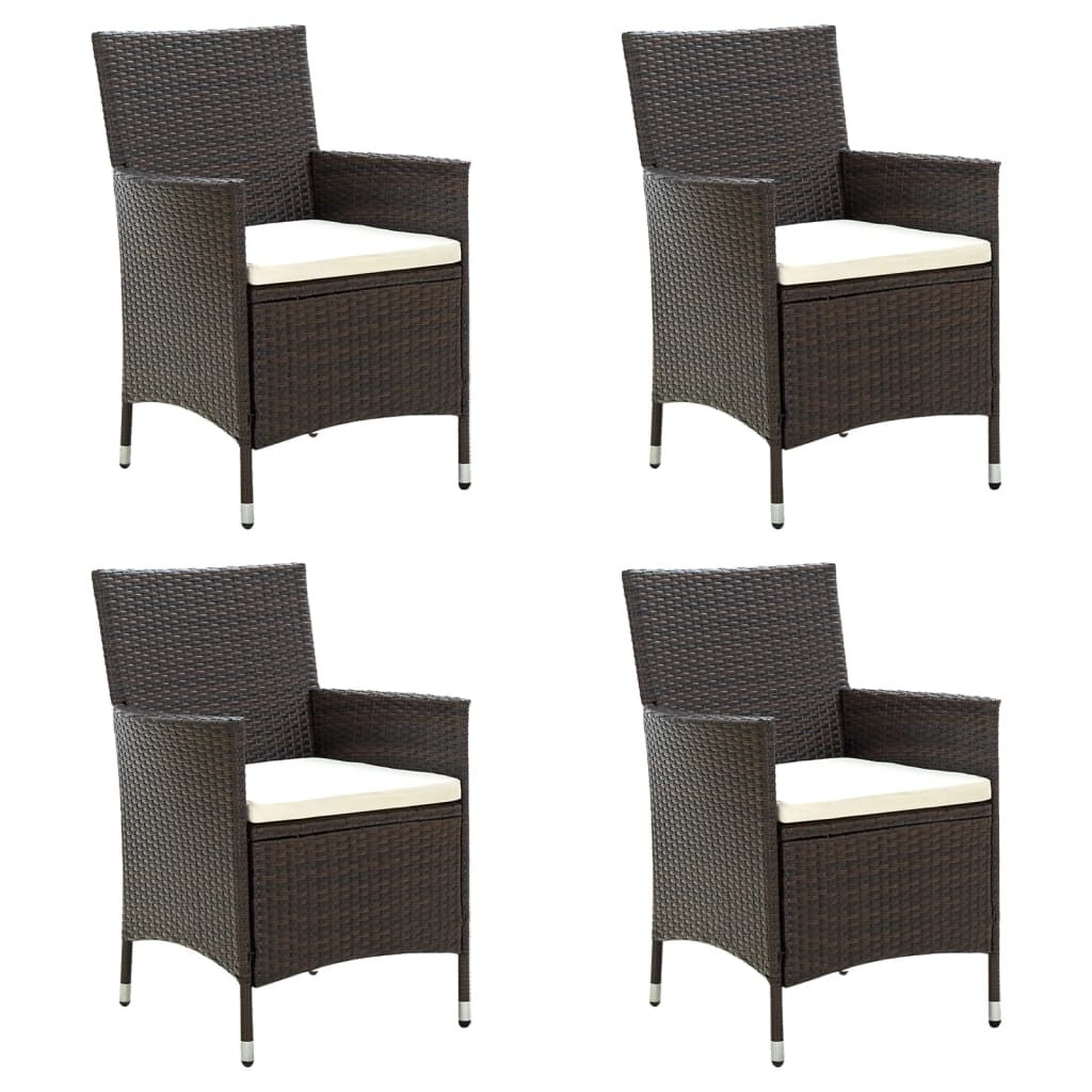 Tuinstoelen Met Kussens Poly Rattan 4 Bruin