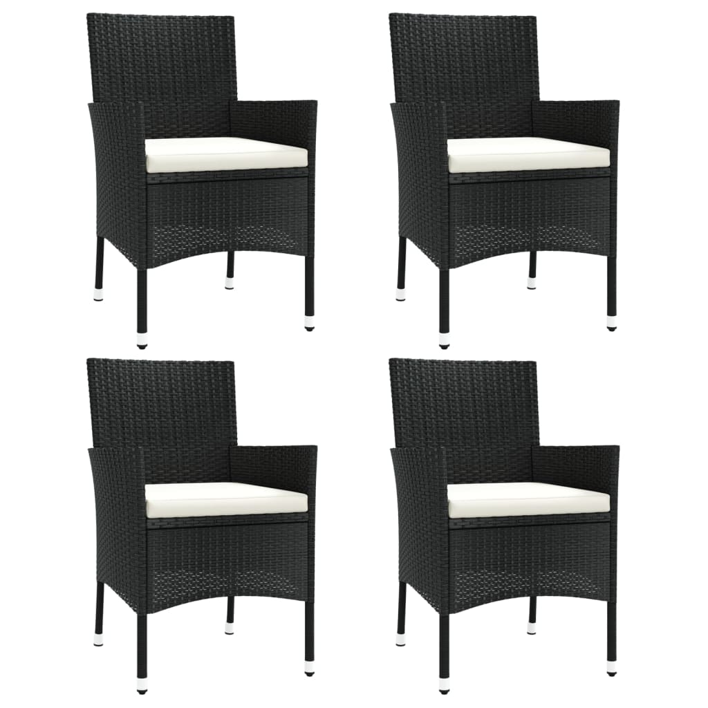 Tuinstoelen Met Kussens Poly Rattan Zwart 4 Wit