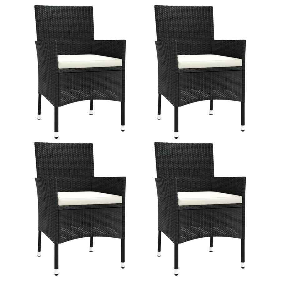 Tuinstoelen Met Kussens Poly Rattan Zwart 4 Wit