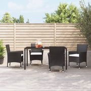 Tuinstoelen 4 stuks poly rattan zwart met kussens