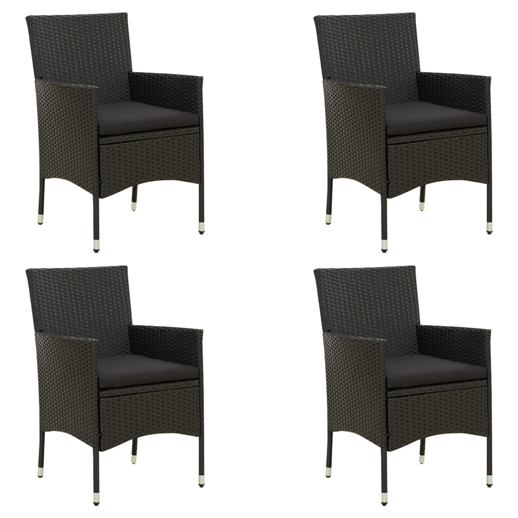 Tuinstoelen Met Kussens Poly Rattan 4 Zwart
