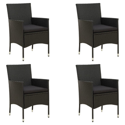 Tuinstoelen Met Kussens Poly Rattan 4 Zwart