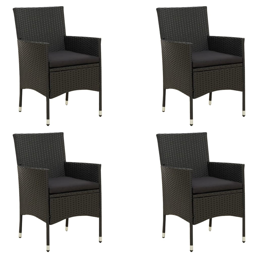 Tuinstoelen Met Kussens Poly Rattan 4 Zwart