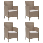 Tuinstoelen 4 stuks poly rattan beige met kussens