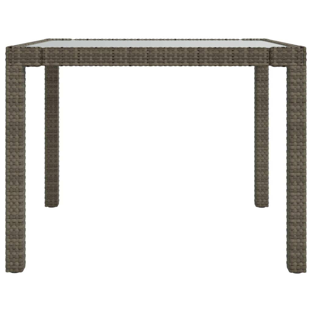 Tuintafel Gehard Glas En Poly Rattan 90 x 90 x 75 cm Grijs en wit
